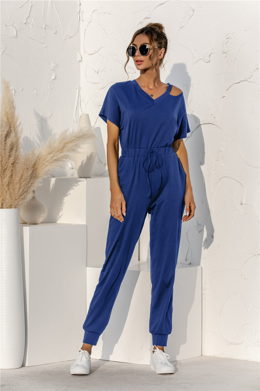 Honeybee Mumford's Cut Out V-neck Drawstring Jumpsuit