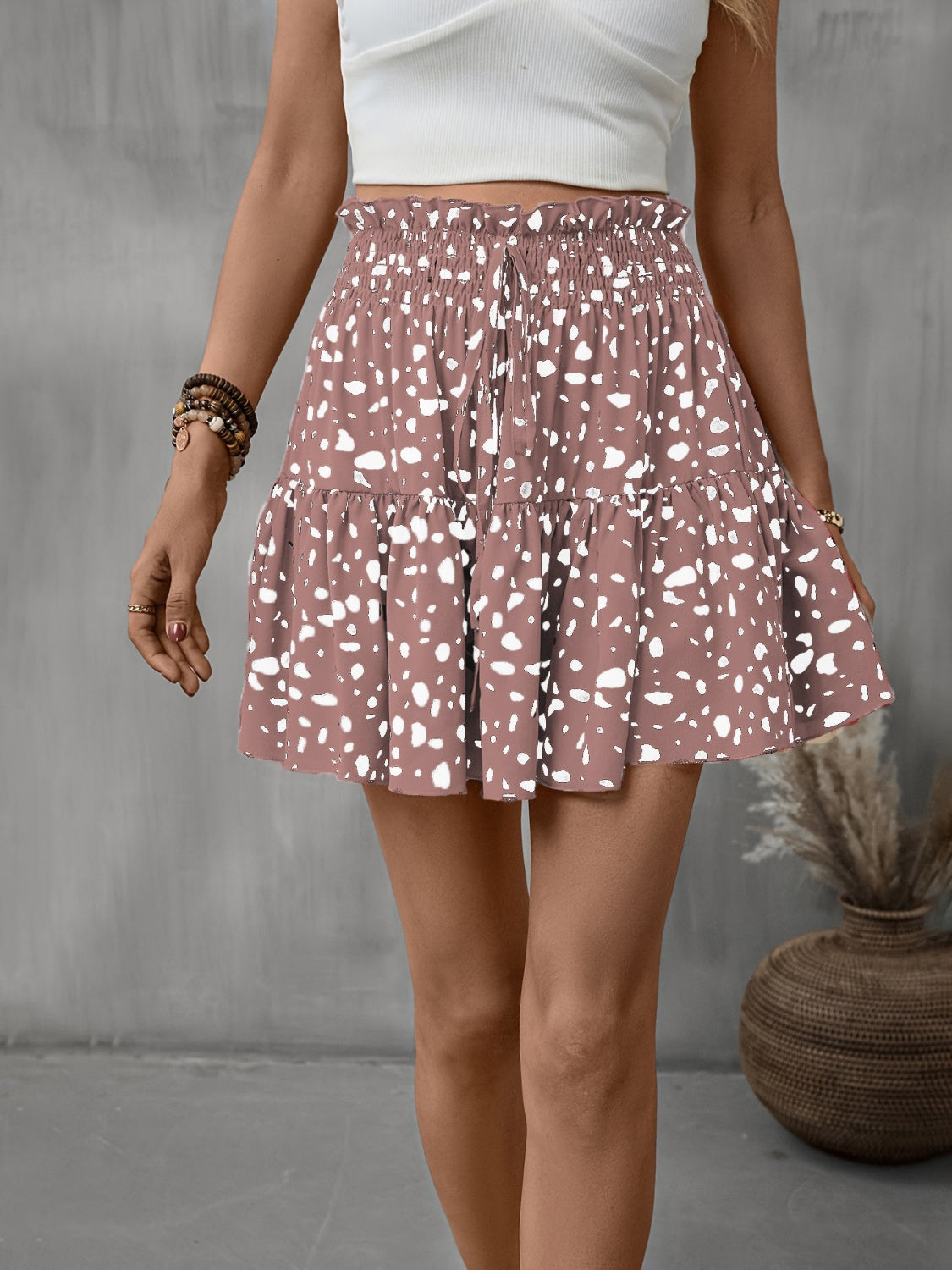 Honeybee Mumford's Frill Tied Printed Mini Skirt