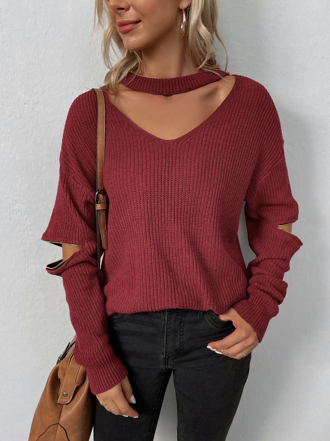 Honeybee Mumford's Cutout Zip Detail Sweater