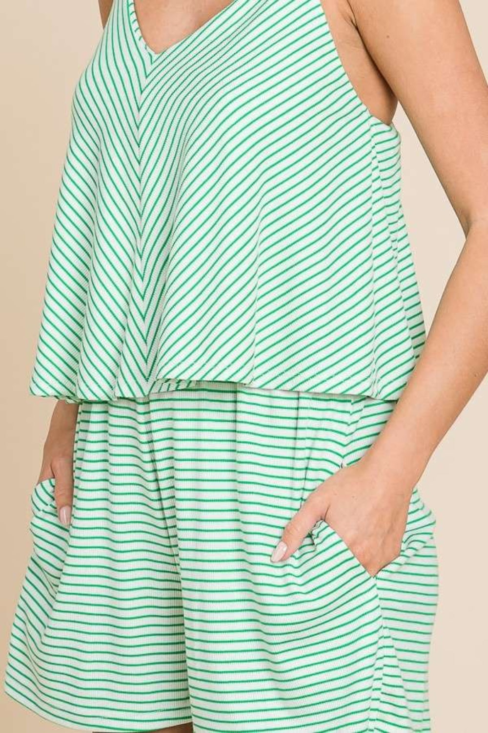 Honeybee Mumford's Full Size Double Flare Striped Romper