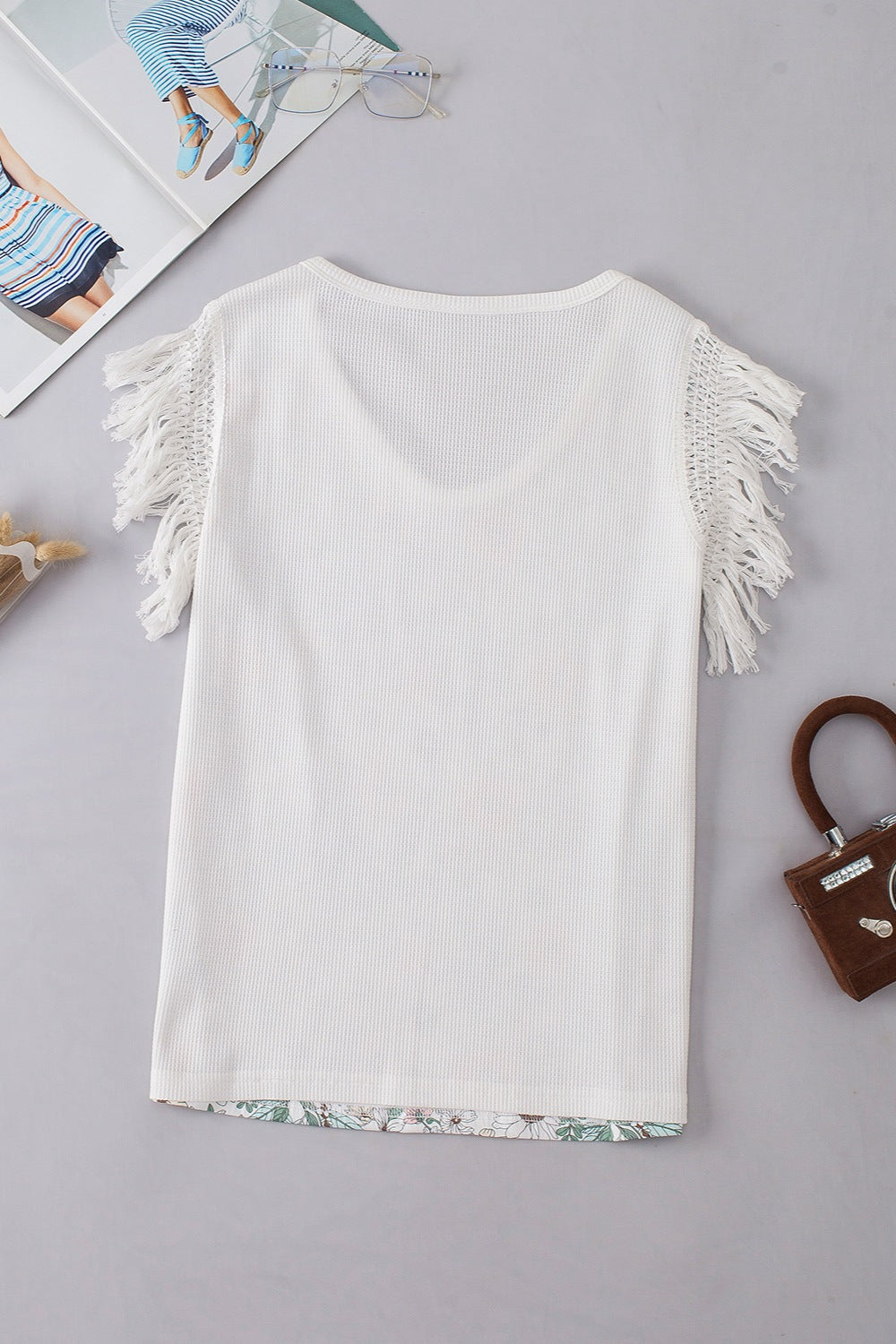 Honeybee Mumford's Fringe Printed V-Neck Top