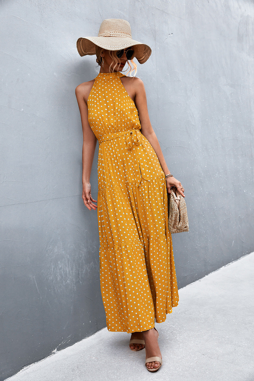 Honeybee Mumford's Printed Sleeveless Tie Waist Maxi Dress