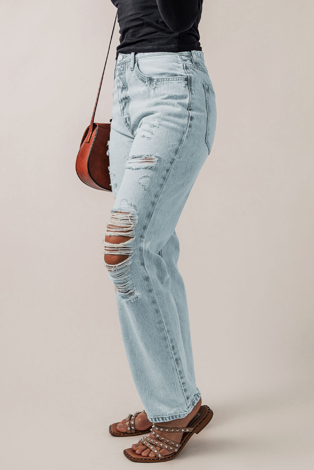 Honeybee Mumford's Distressed Buttoned Jeans with Pockets