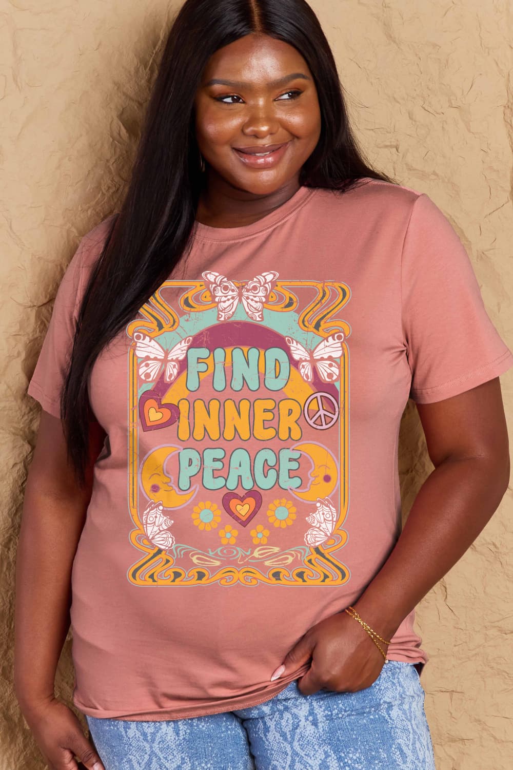 Honeybee Mumford's Simply Love Full Size FIND INNER PEACE Graphic Cotton T-Shirt