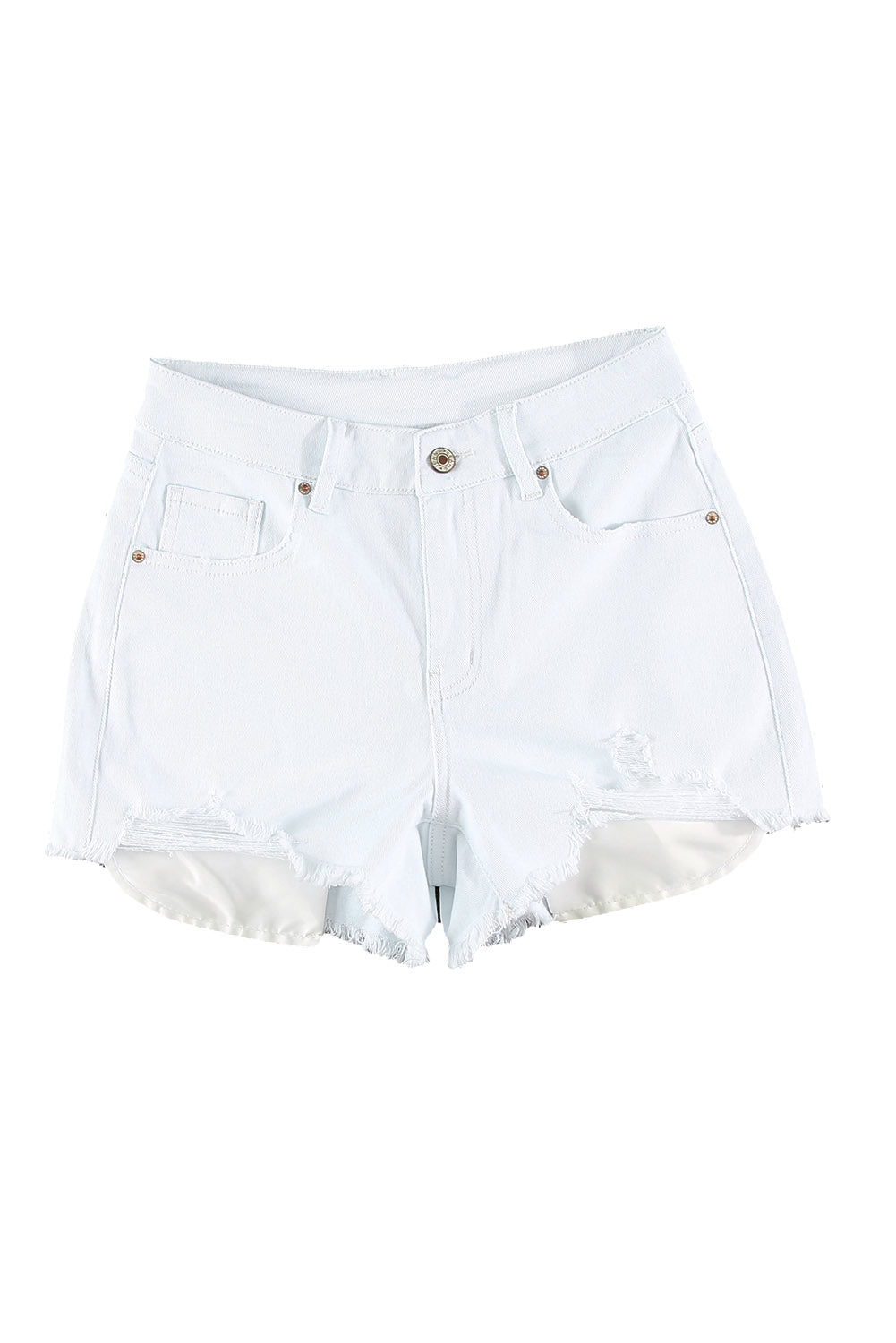 Honeybee Mumford's White Distressed Frayed Denim Shorts