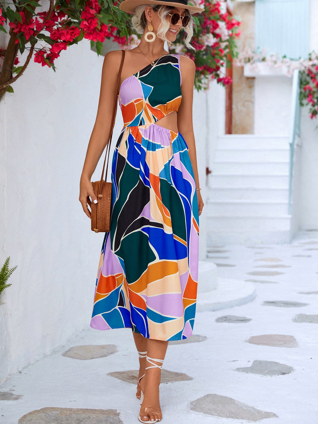 Honeybee Mumford's Cutout One-Shoulder Sleeveless Maxi Dress