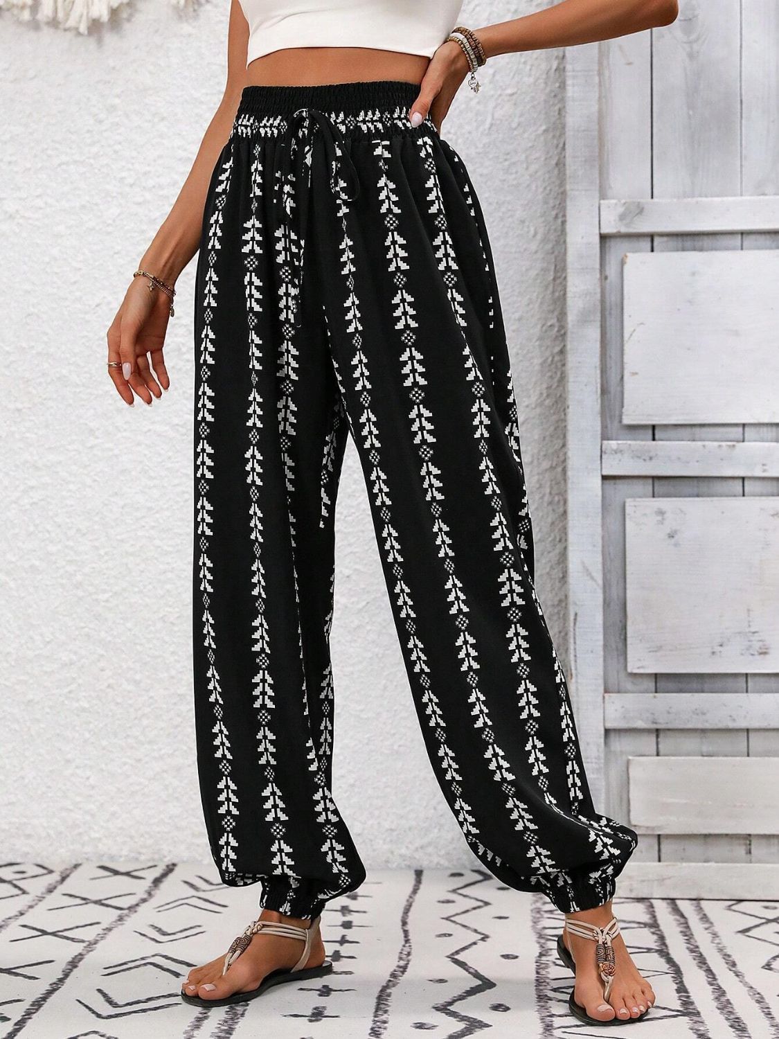 Honeybee Mumford's Tied Printed High Waist Pants