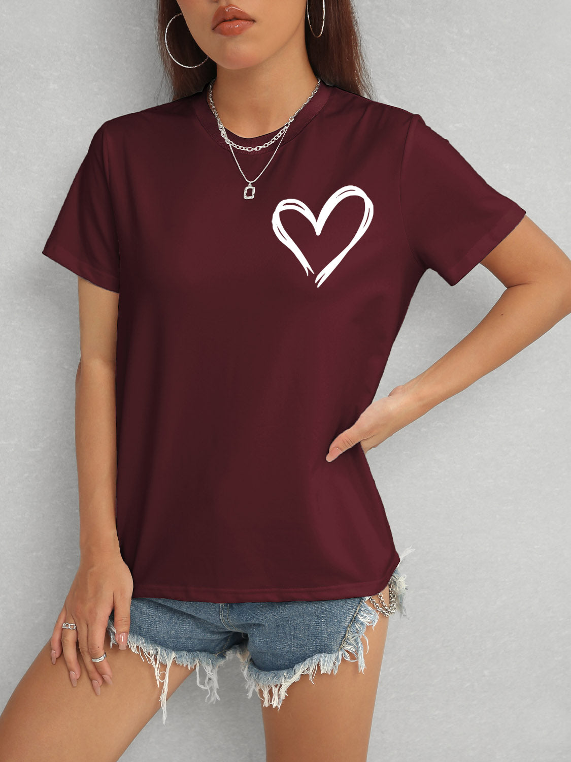 Honeybee Mumford's Heart Round Neck Short Sleeve T-Shirt