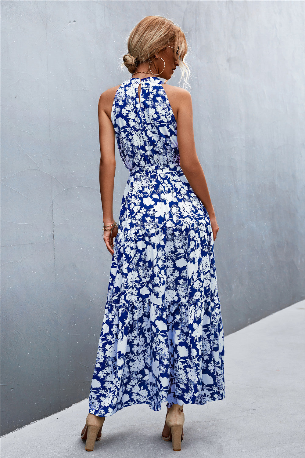 Honeybee Mumford's Printed Sleeveless Tie Waist Maxi Dress