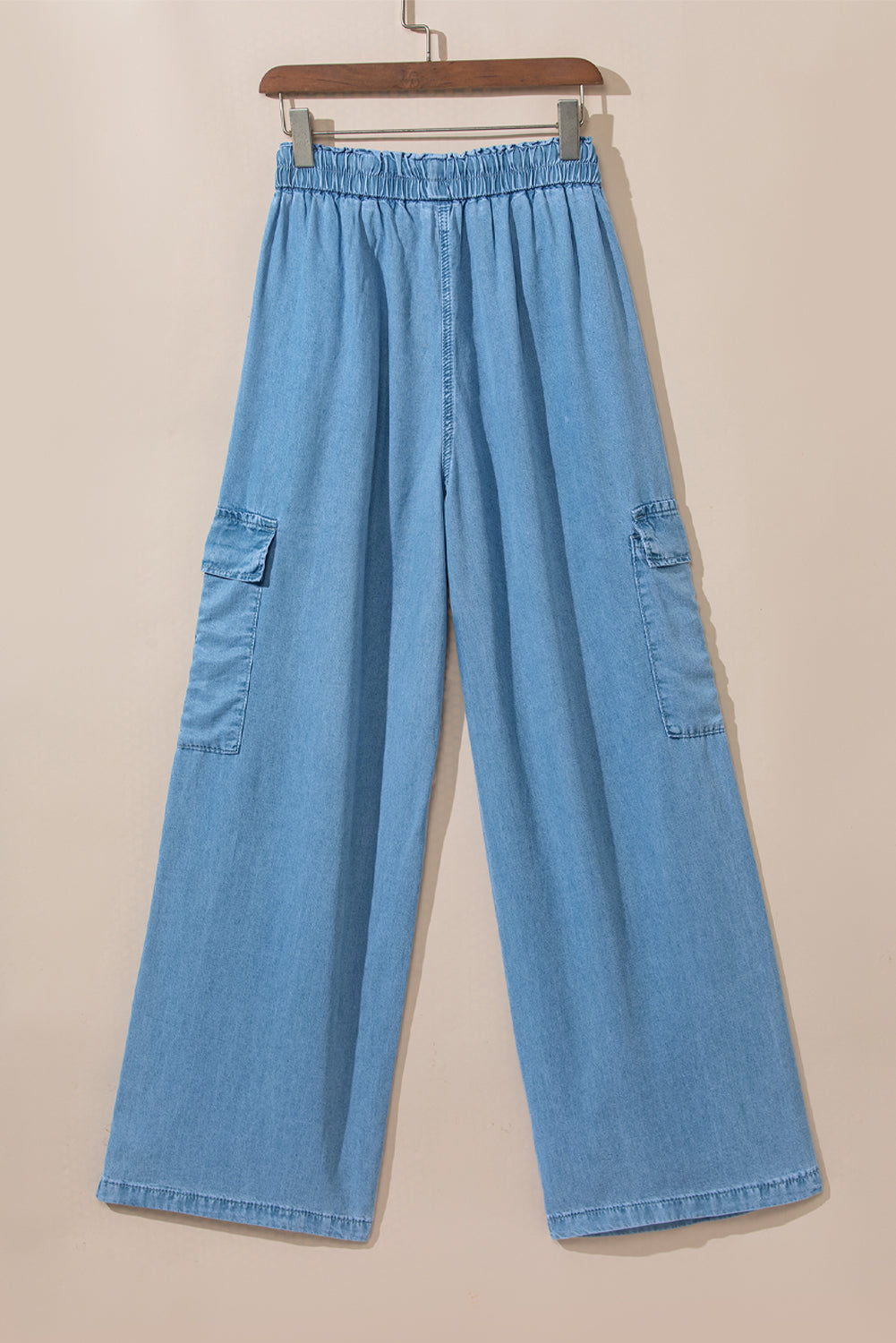 Honeybee Mumford's Sky Blue Drawstring High Waist Cargo Pocket Wide Leg Jeans