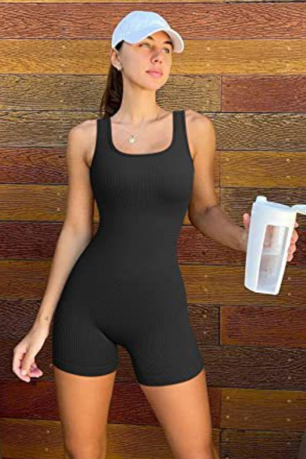 Honeybee Mumford's Square Neck Wide Strap Active Romper