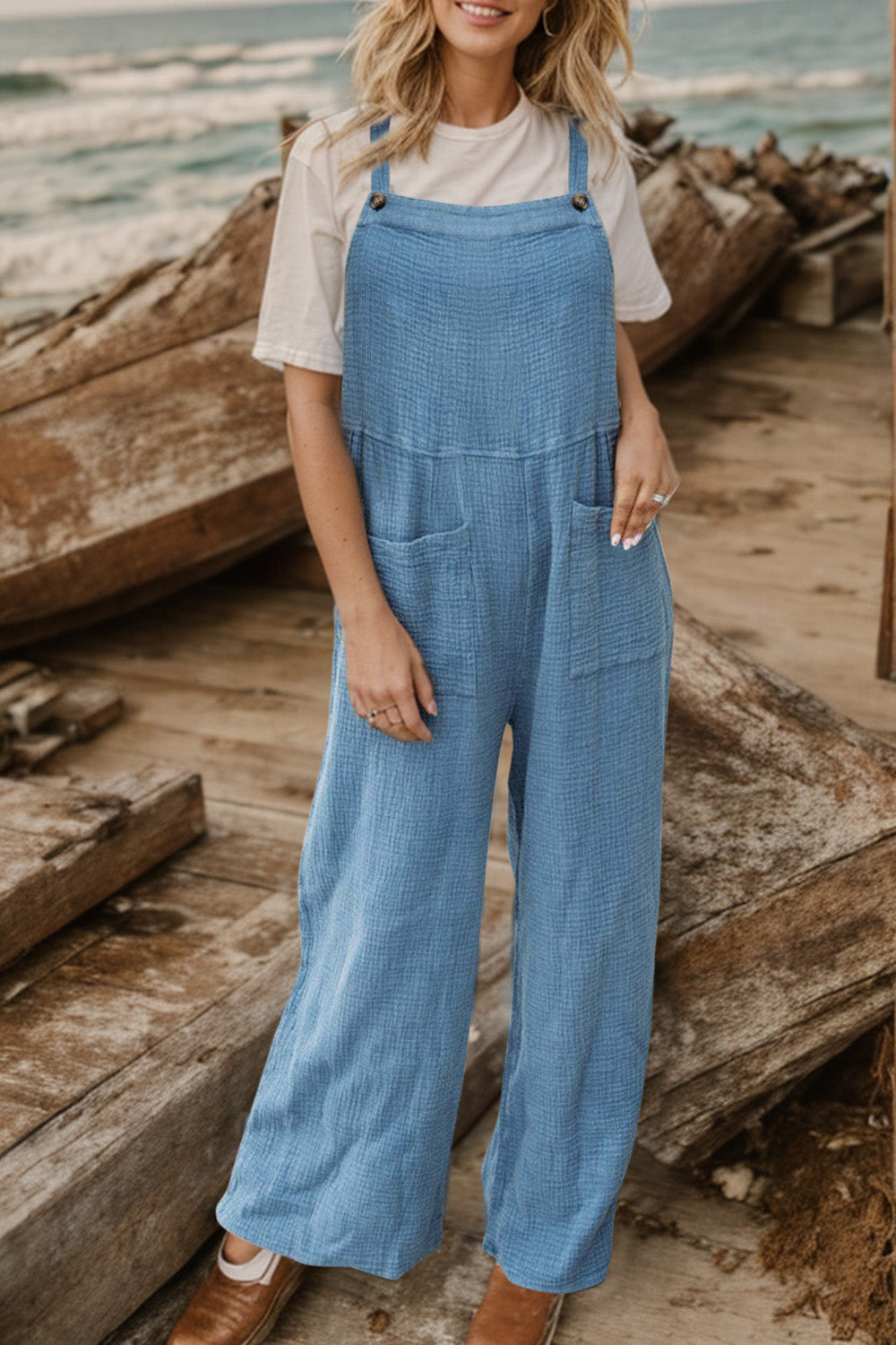 Honeybee Mumford's Full Size Wide Leg Front Pocket Jumpsuit