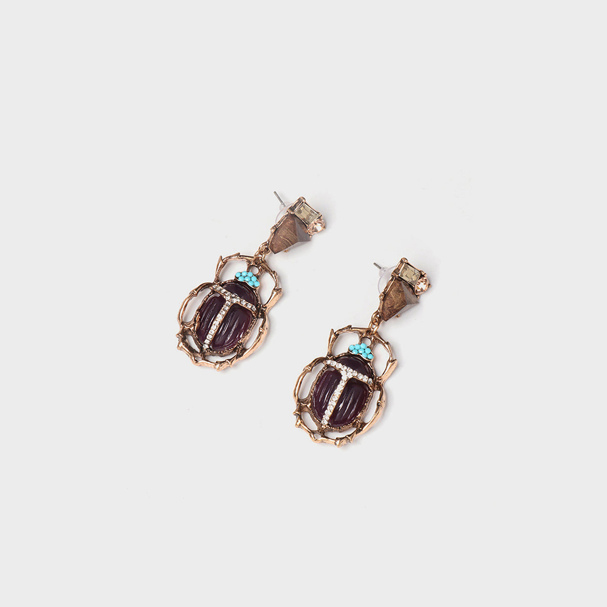 honeybee Mumford's Beetle Shape Rhinestone Alloy Dangle Earrings