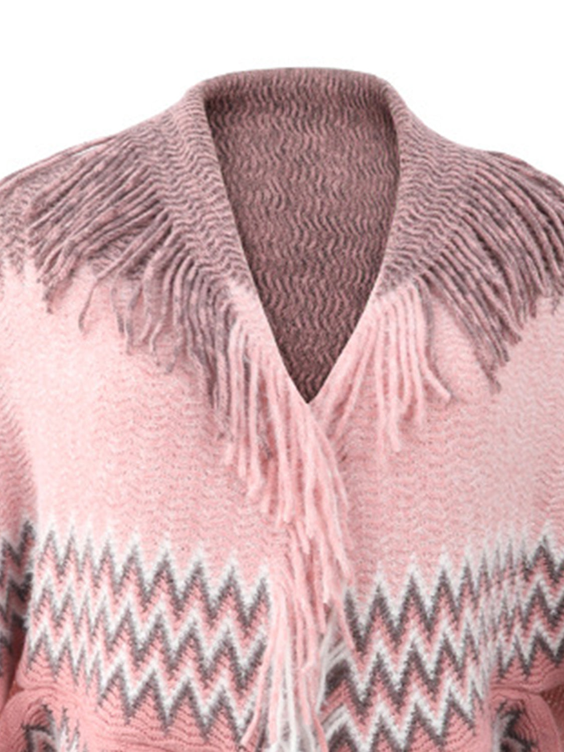 Honeybee Mumford's Geometric Fringe Open Front Cardigan