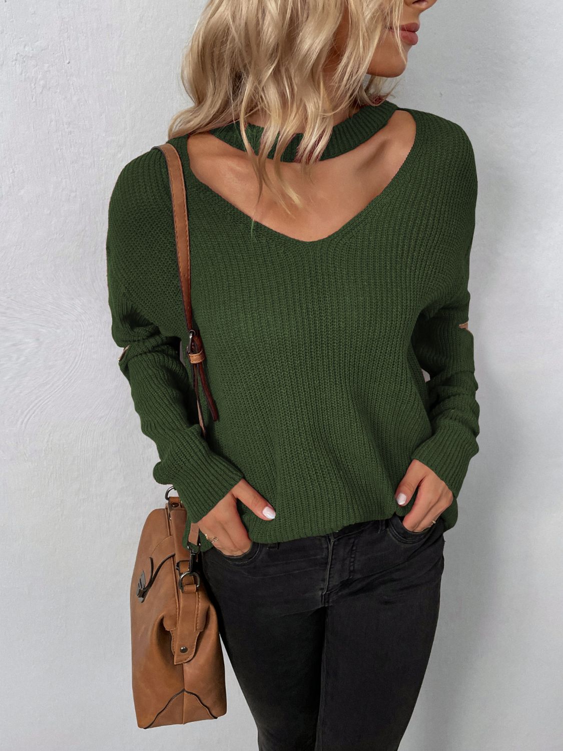 Honeybee Mumford's Cutout Zip Detail Sweater