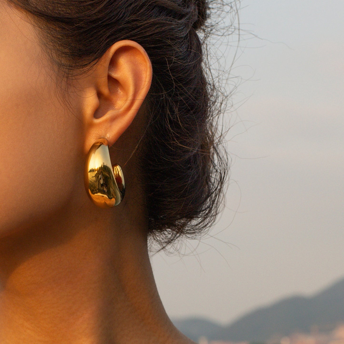 honeybee Mumford's 18K Gold-Plated Moon Crescent Earrings