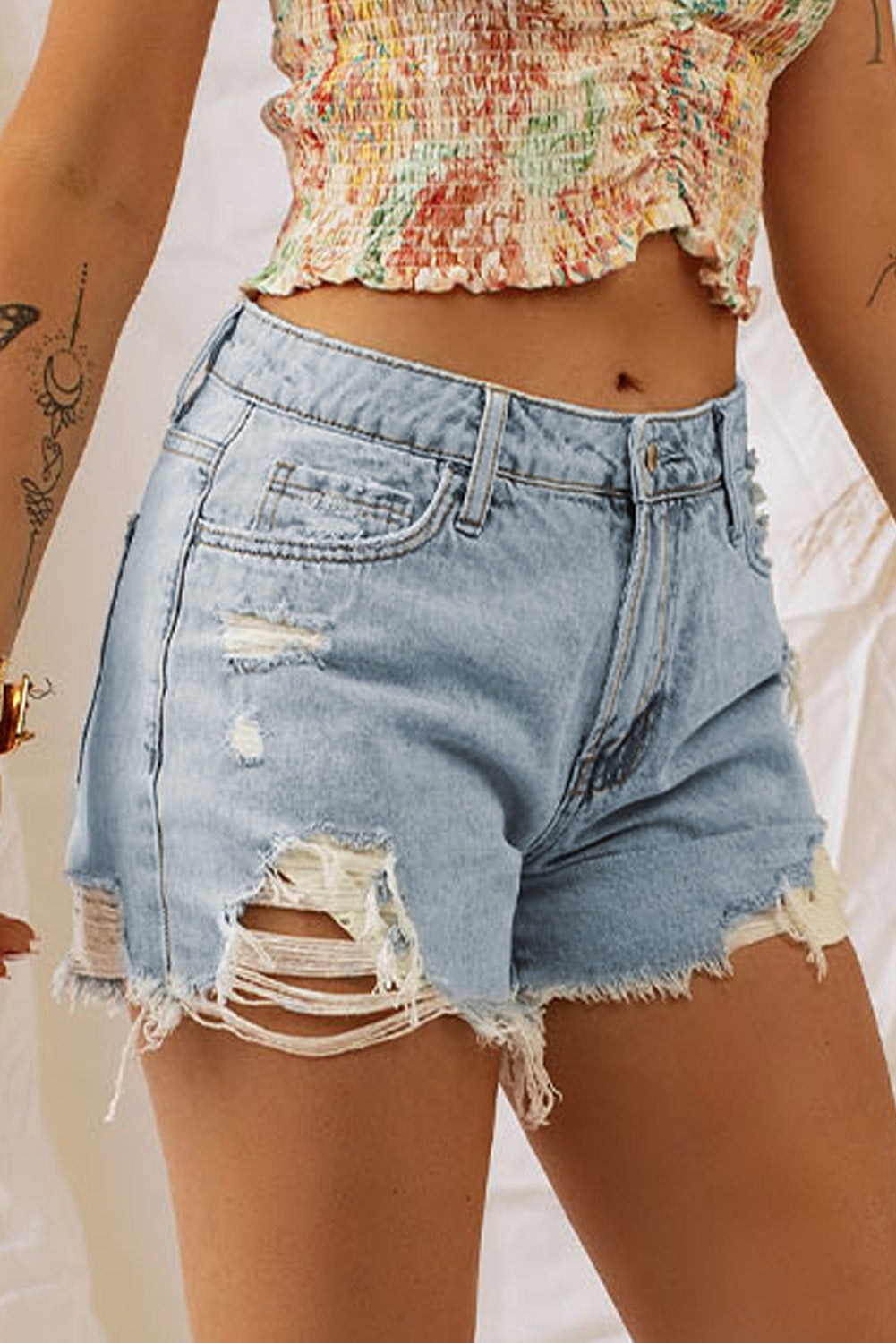 Honeybee Mumford's Distressed Denim Shorts