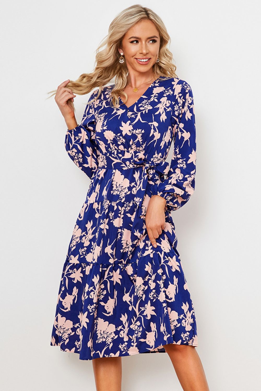 Honeybee Mumford's Floral Belted Tiered Dress