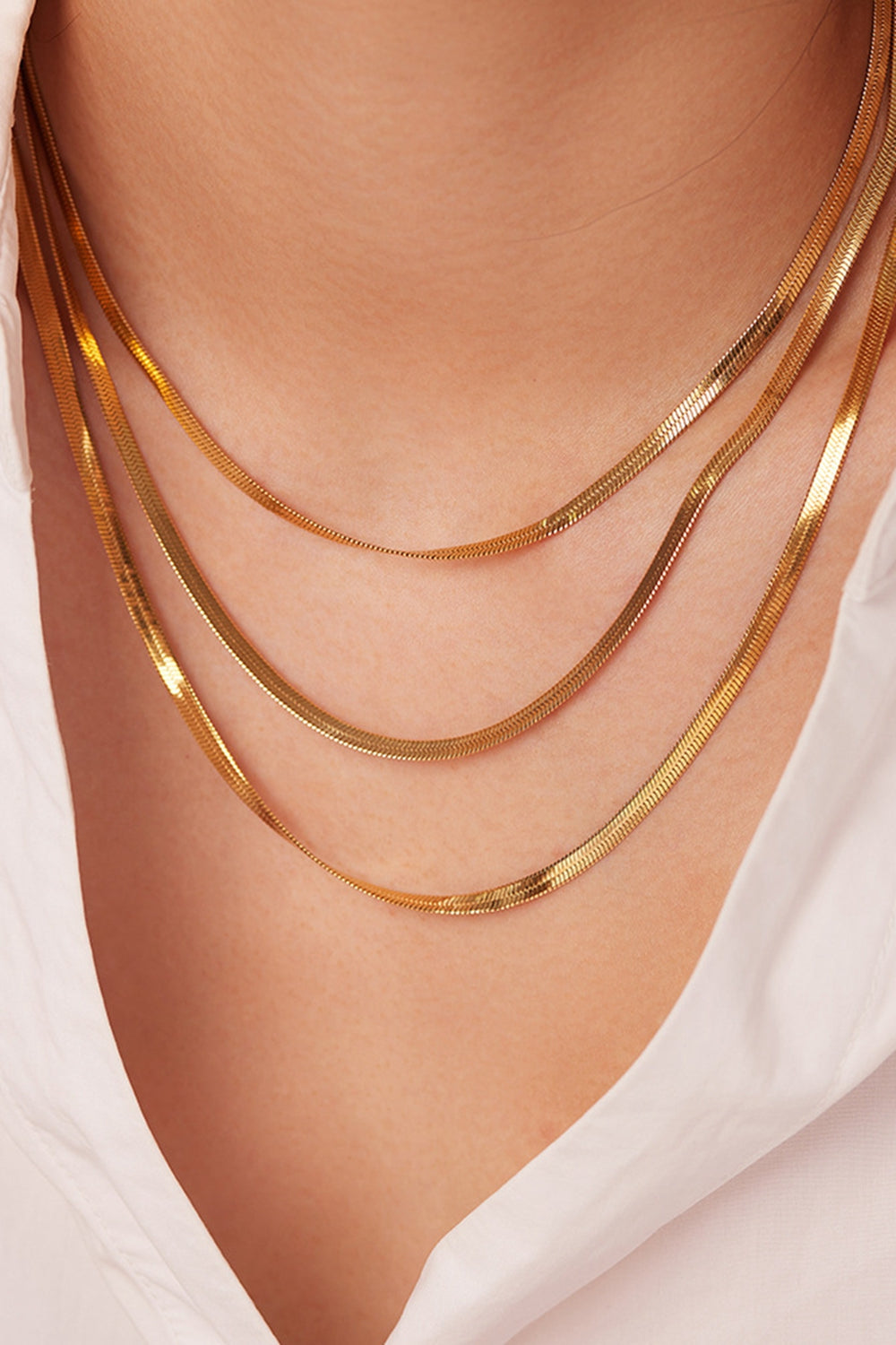 honeybee Mumford's Triple-Layered Snake Chain Necklace