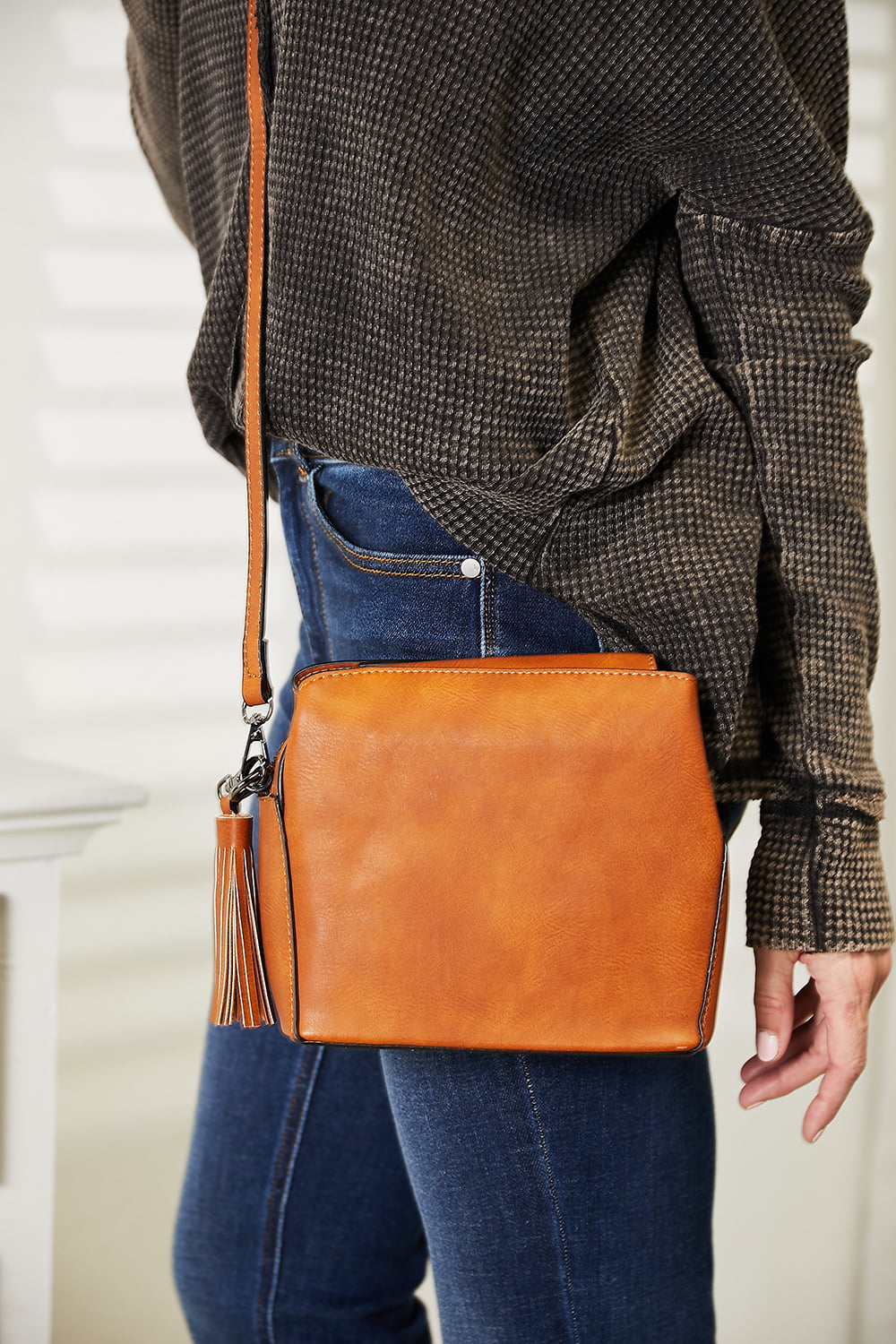 Honeybee Mumford's Leather Crossbody Bag with Tassel