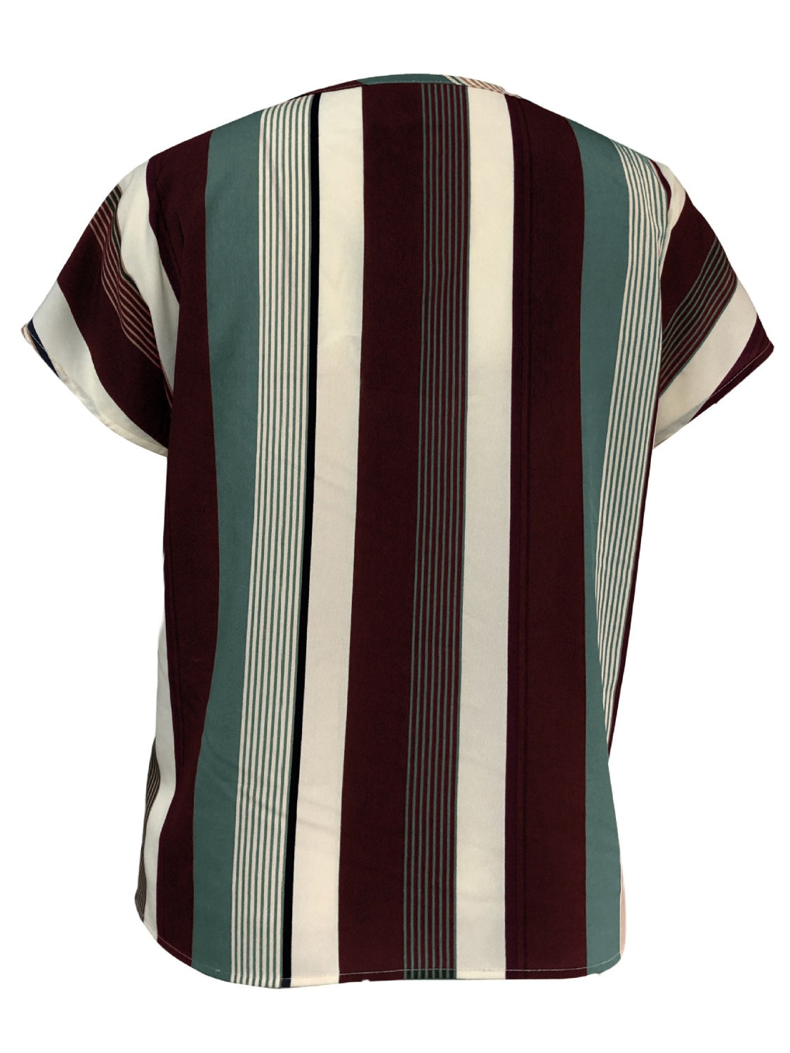 Honeybee Mumford's Striped Notched Short Sleeve Blouse