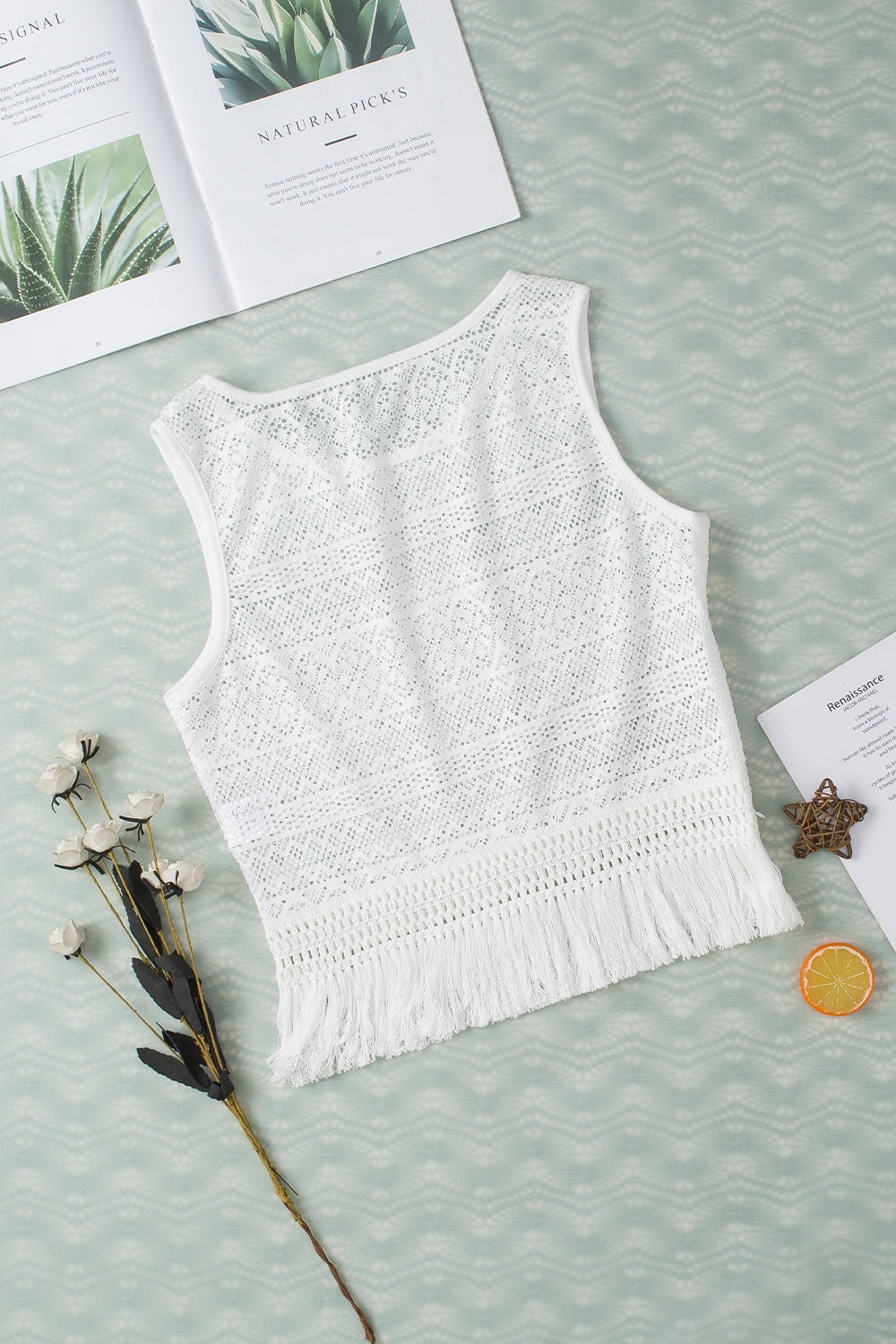 Honeybee Mumford's Fringe Openwork Round Neck Tank