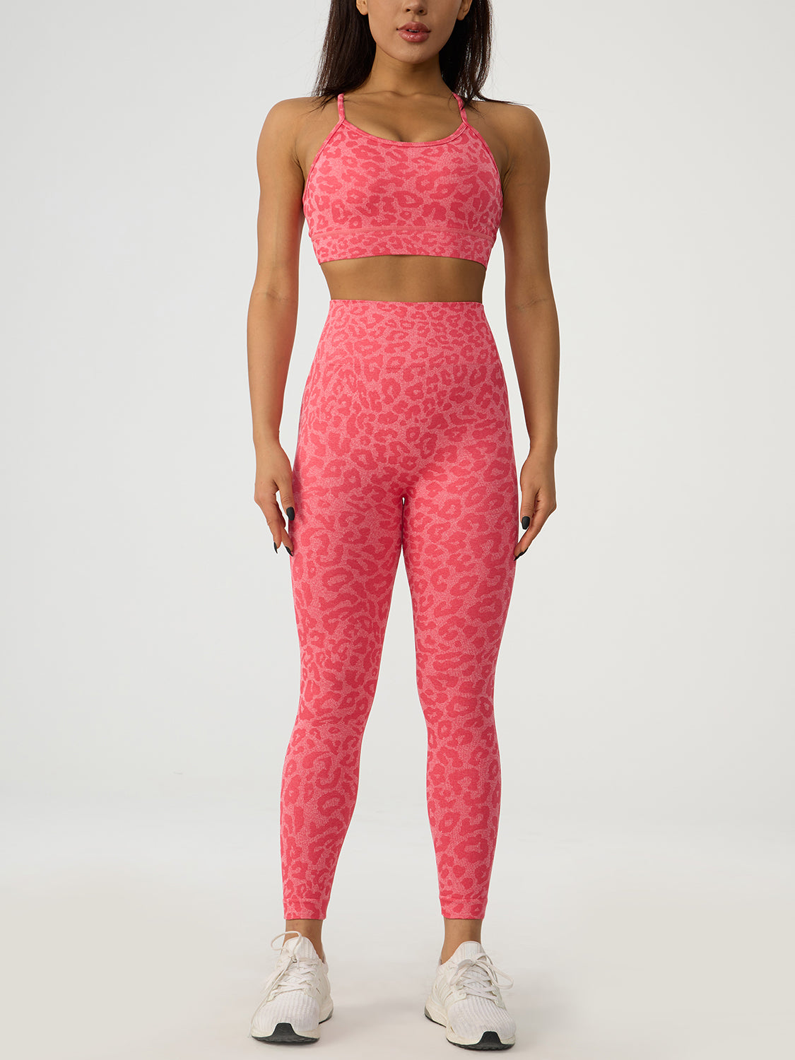 Honeybee Mumford's Leopard Crisscross Top and Leggings Active Set