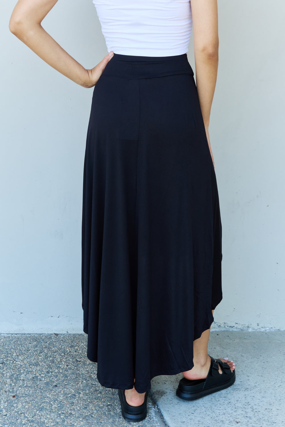 Honeybee Mumford's First Choice High Waisted Flare Maxi Skirt in Black