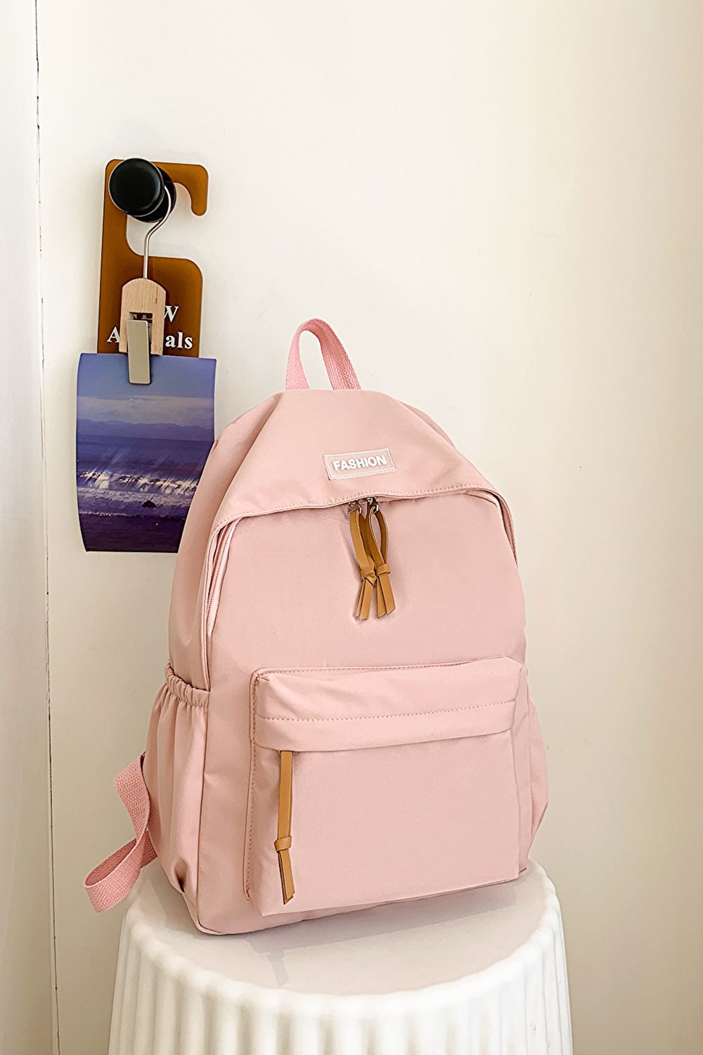 honeybee Mumford's Polyester Backpack( light purple,blue,black, peach, light green, yellow and white colors)