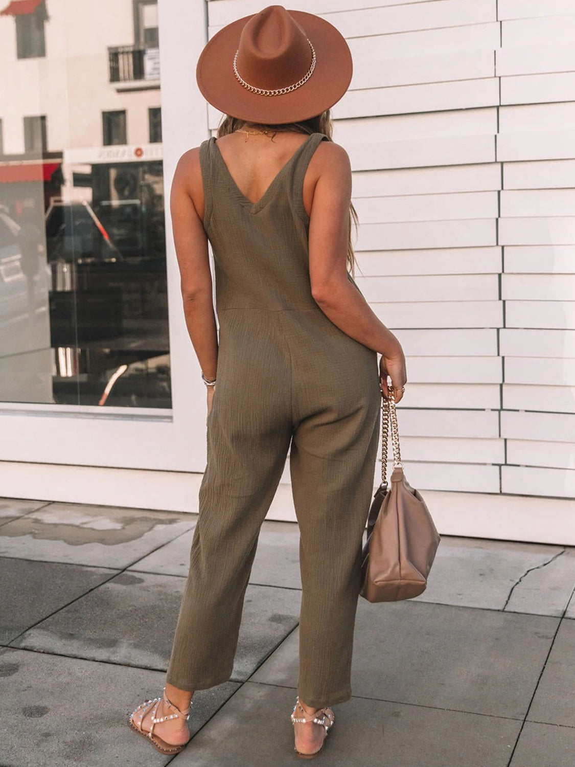 Honeybee Mumford's Full Size Scoop Neck Wide Strap Jumpsuit