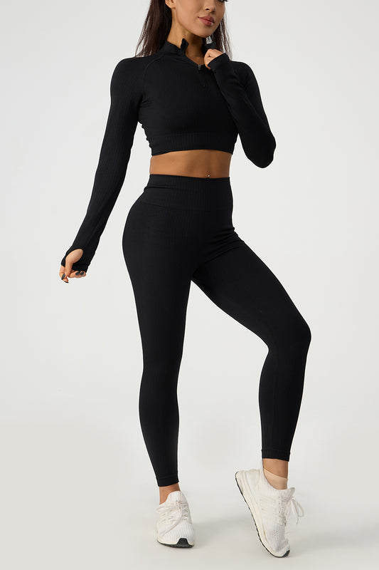 Honeybee Mumford's Quarter Zip Raglan Sleeve Top and High Waist Leggings Active Set