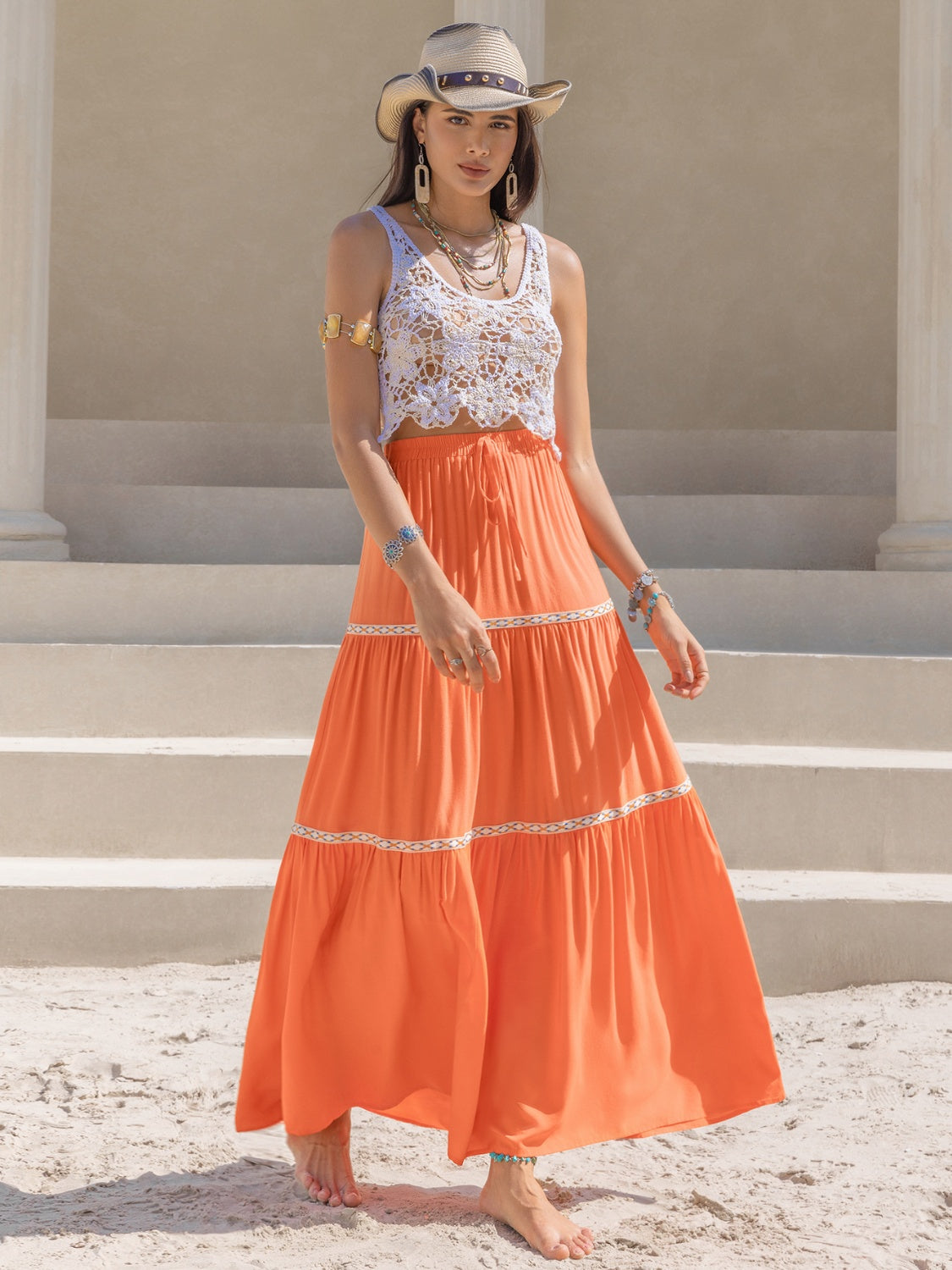 Honeybee Mumford's High Waist Maxi Tiered Skirt