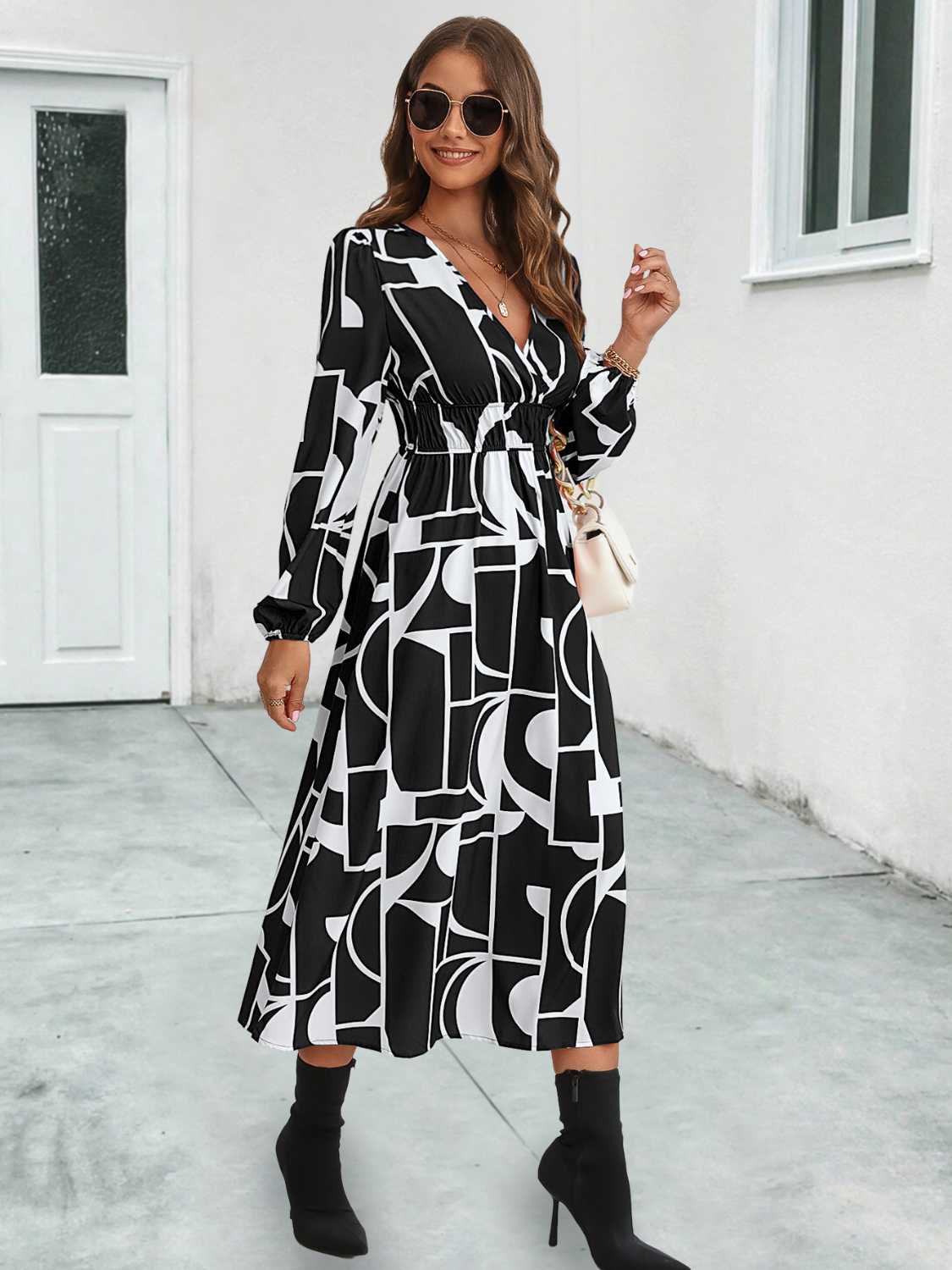 Honeybee Mumford's Surplice Neck Long Sleeve Midi Dress