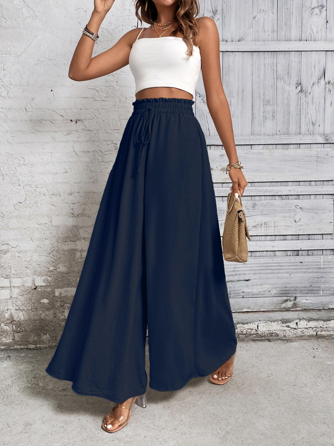 Honeybee Mumford's Tied High Waist Wide Leg Pants