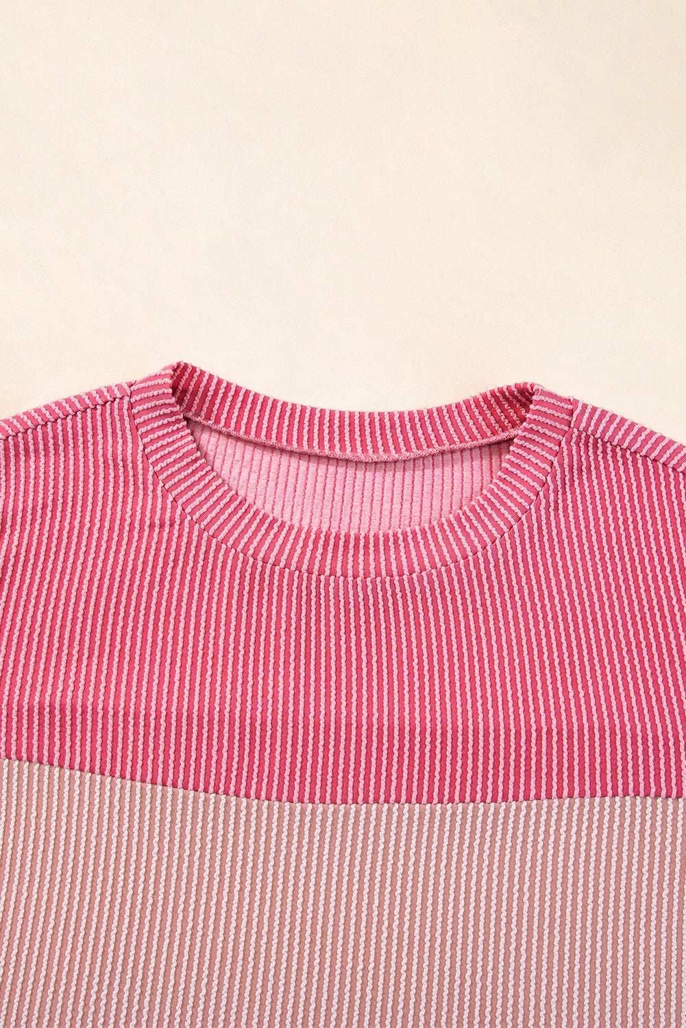 Honeybee Mumford's Pink Rib Textured Colorblock T Shirt