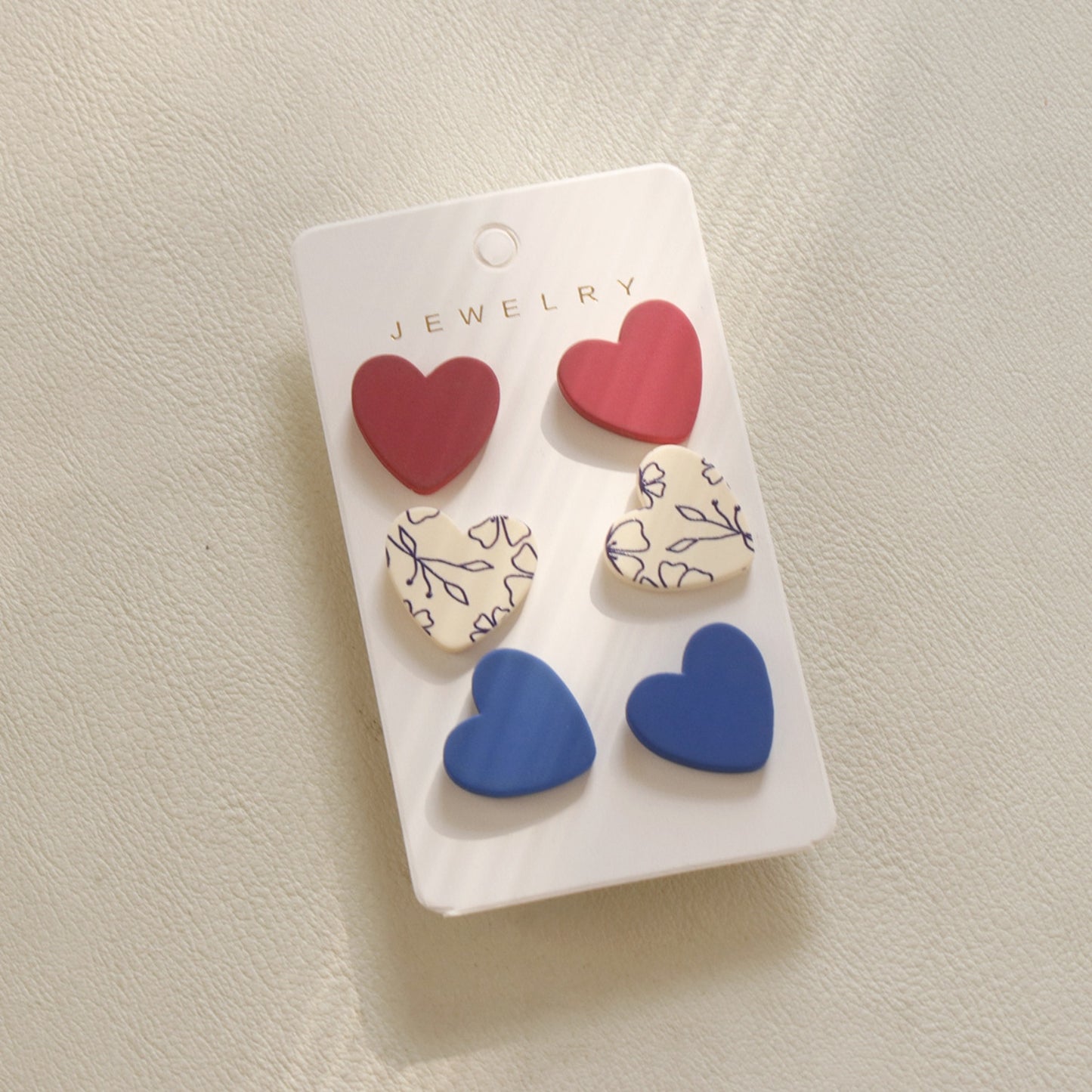 honeybee Mumford's 3 Piece Acrylic Heart Stud Earrings