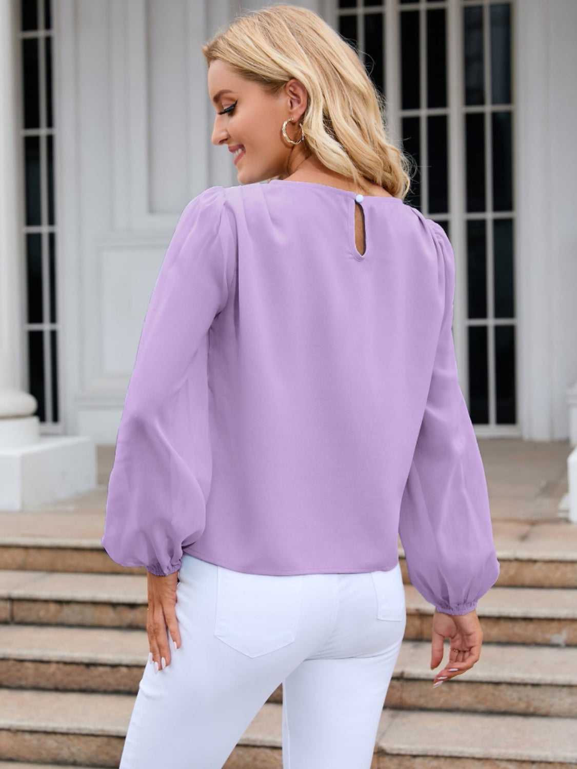 Honeybee Mumford's Round Neck Balloon Sleeve Blouse