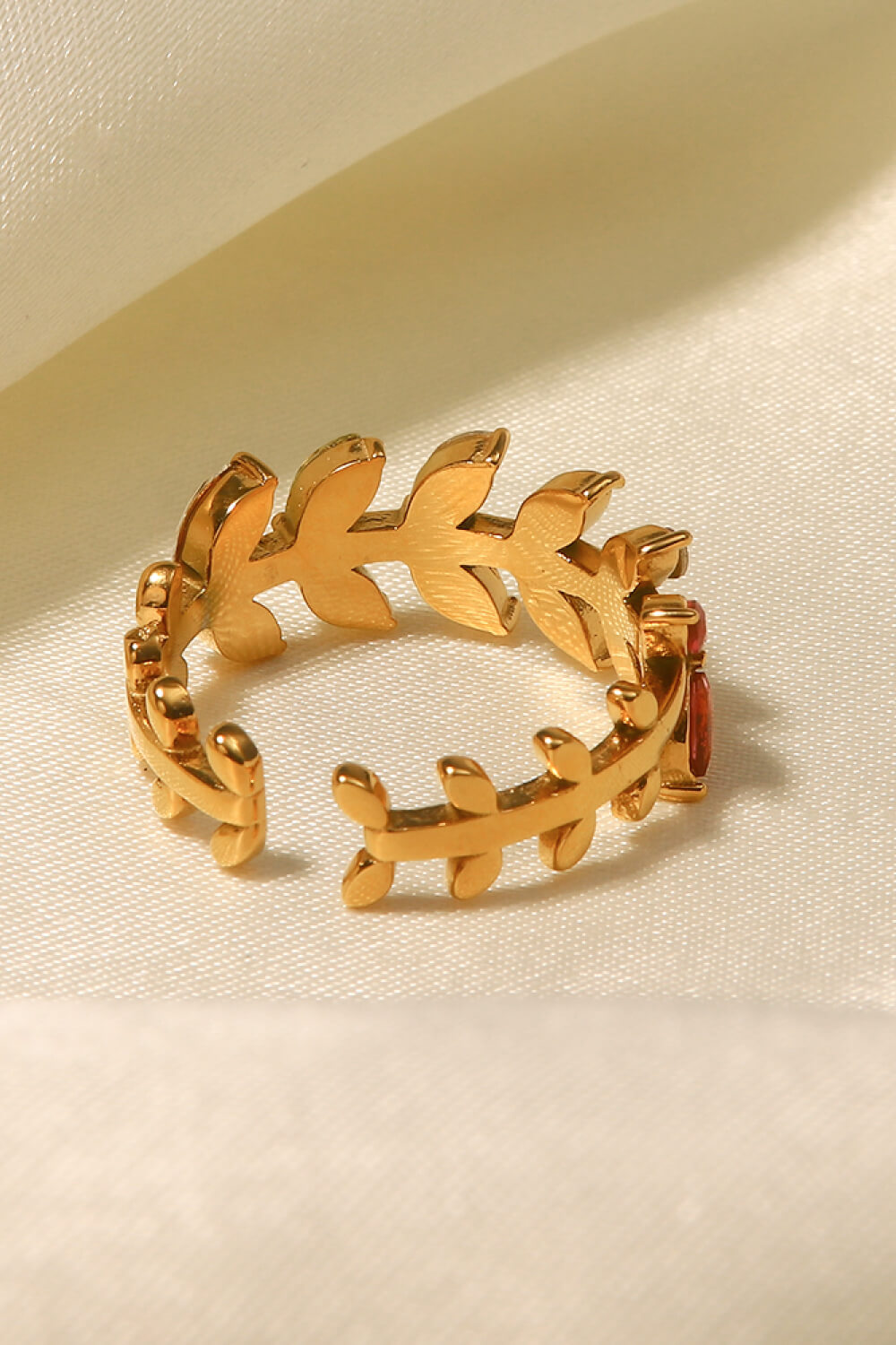 Honeybee Mumford's 18K Gold-Plated Leaf Open Ring