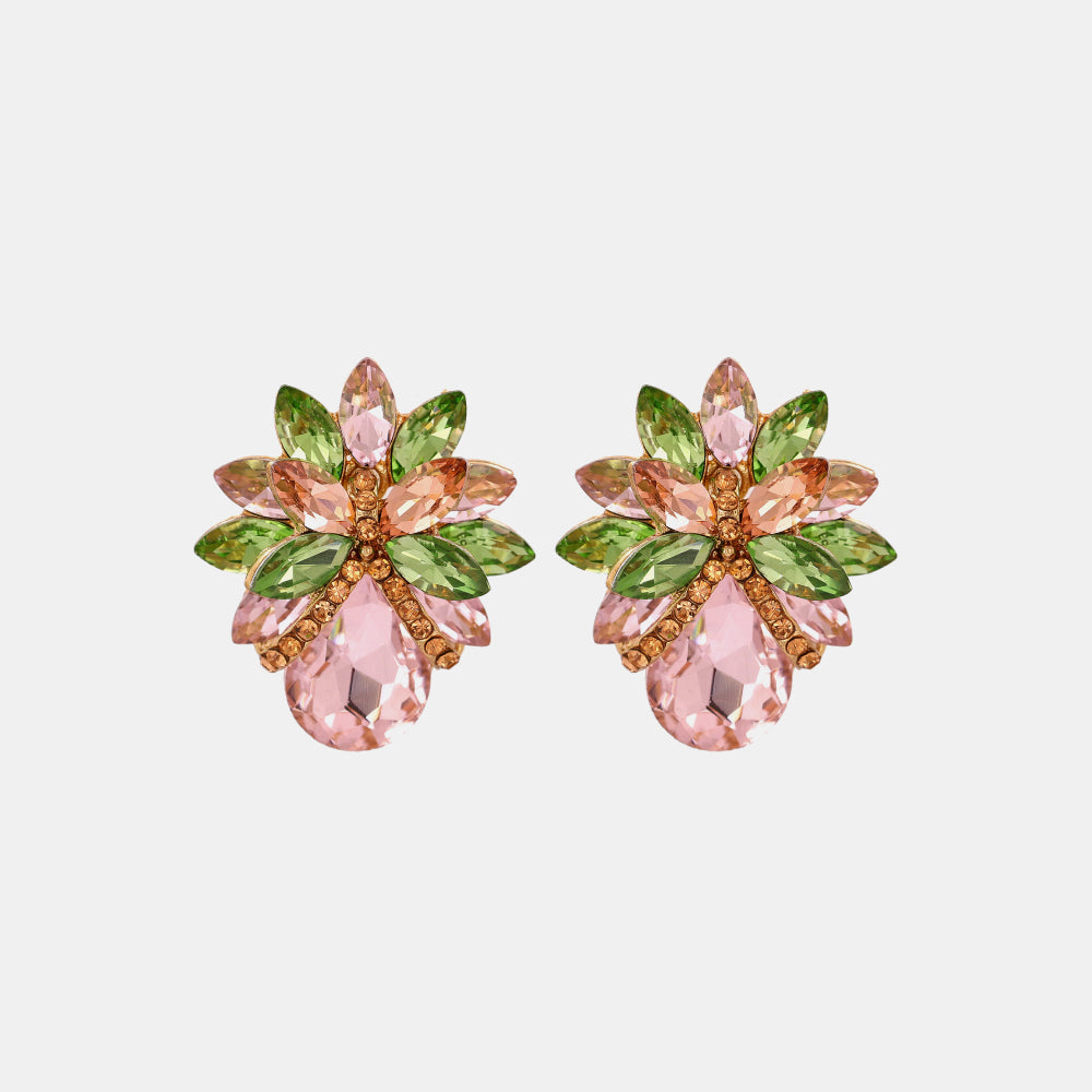 honeybee Mumford's Flower Shape Glass Stone Stud Earrings