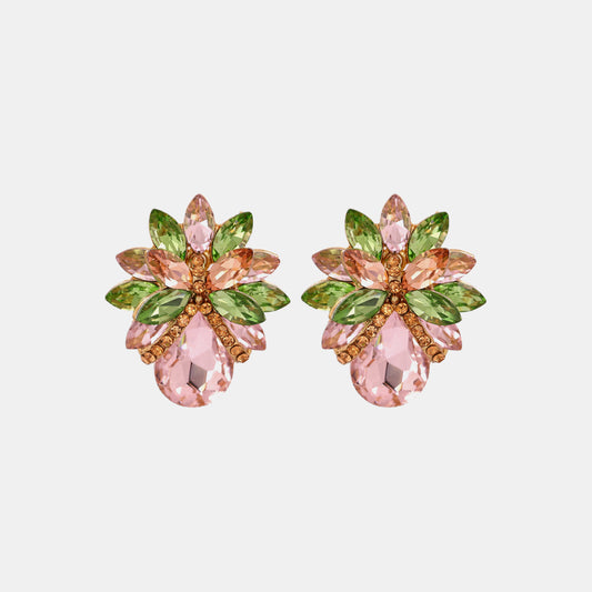 honeybee Mumford's Flower Shape Glass Stone Stud Earrings