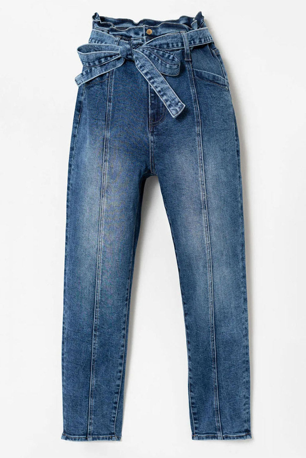 Honeybee Mumford's Blue Seamed Stitching High Waist Knot Skinny Jeans