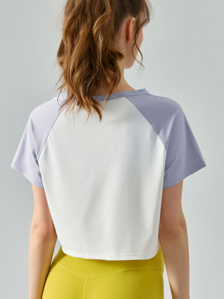 Honeybee Mumford's Round Neck Raglan Sleeve Cropped Sports Top