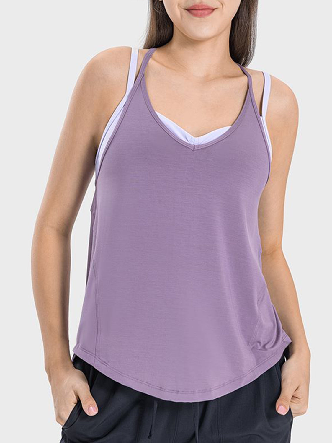 Honeybee Mumford's Slit Spaghetti Strap Scoop Neck Active Cami