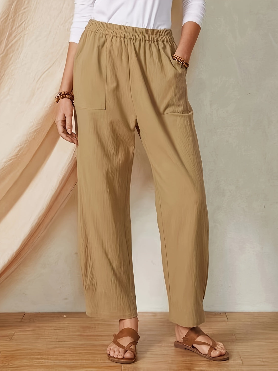 Honeybee Mumford's Full Size Elastic Waist Pants with Pockets