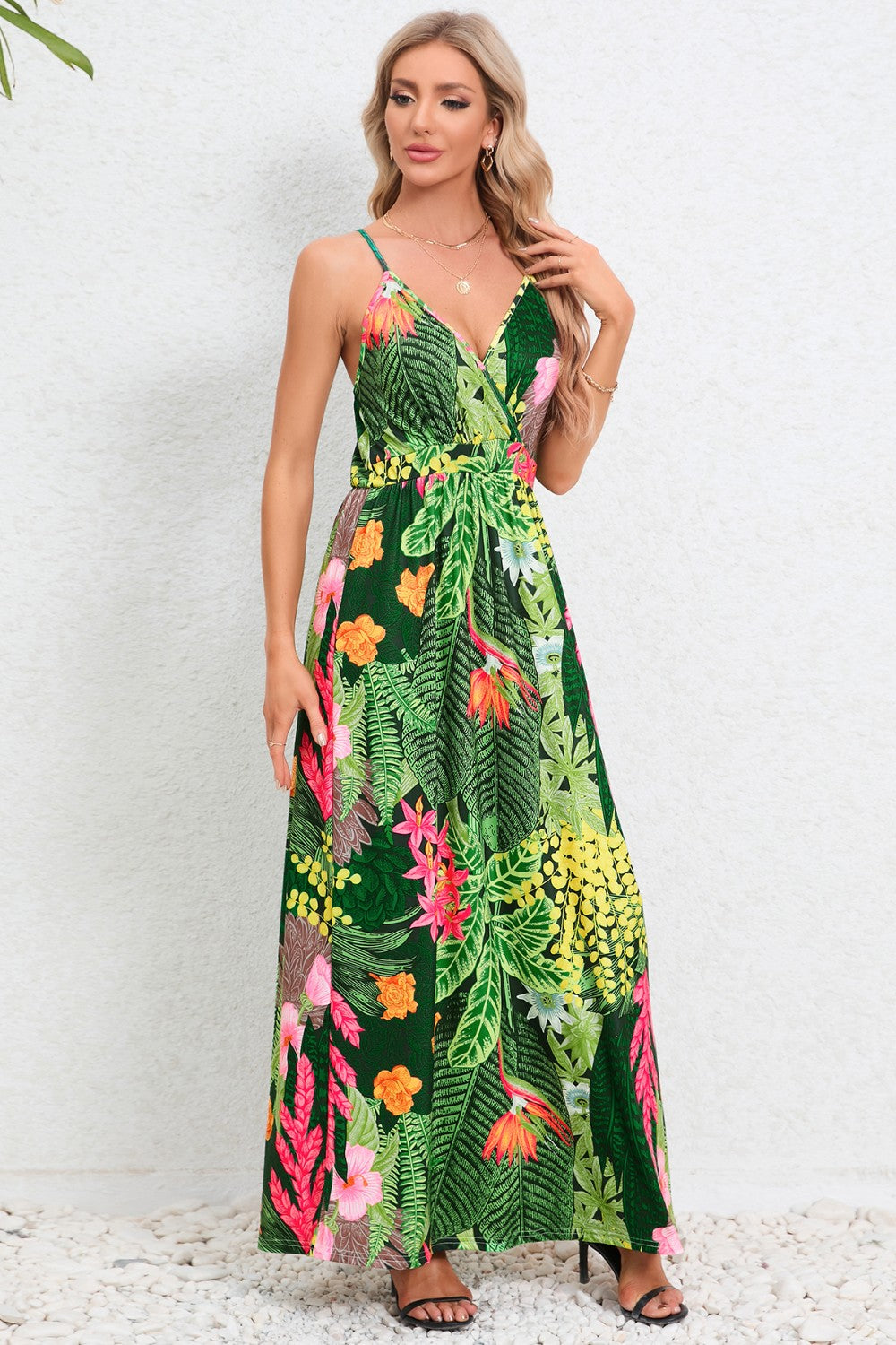 Honeybee Mumford's Printed Surplice Maxi Cami Dress