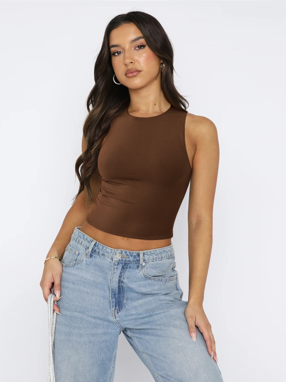 Honeybee Mumford's Round Neck Cropped Tank