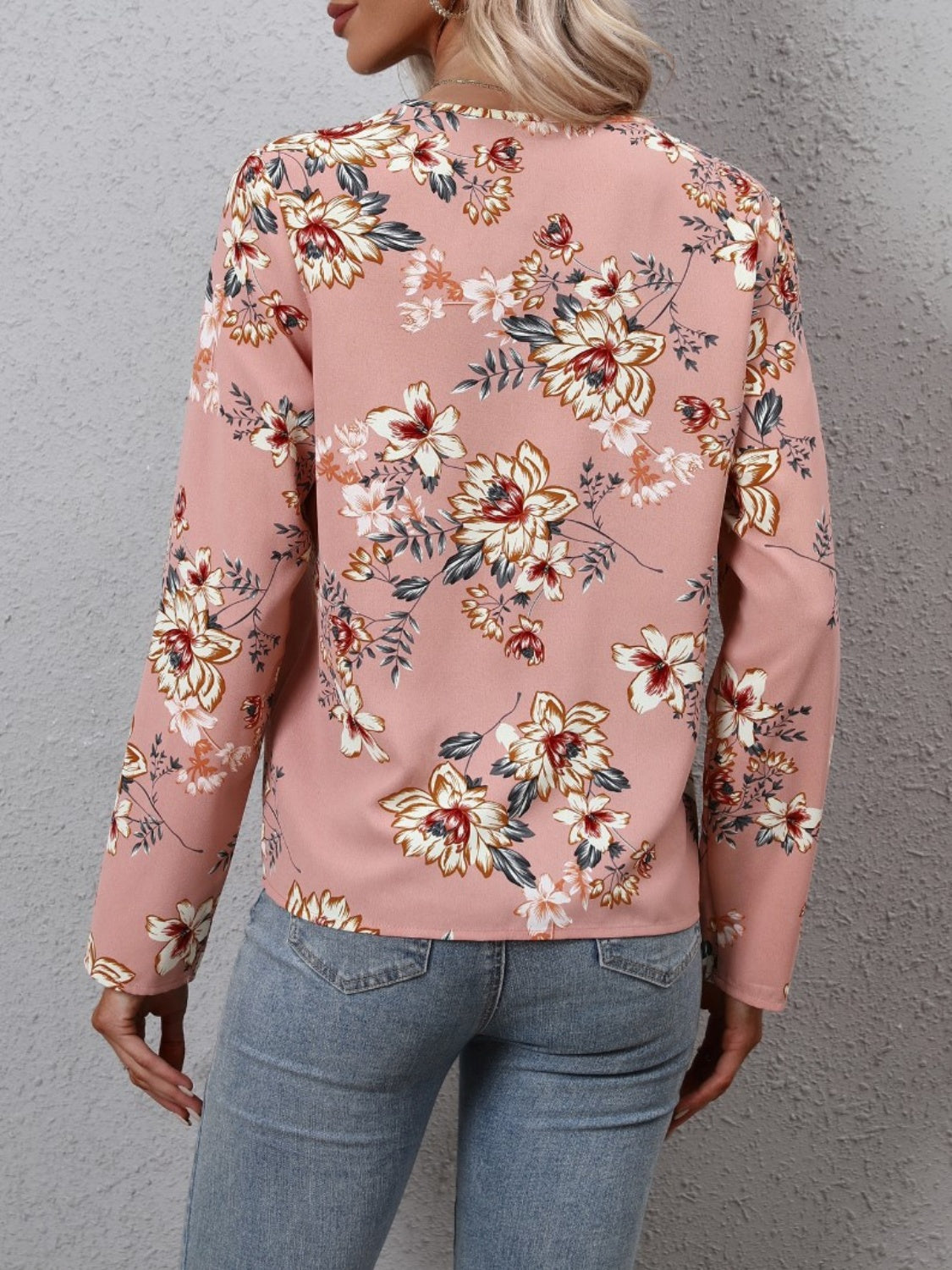 Honeybee Mumford's Printed V-Neck Long Sleeve Blouse