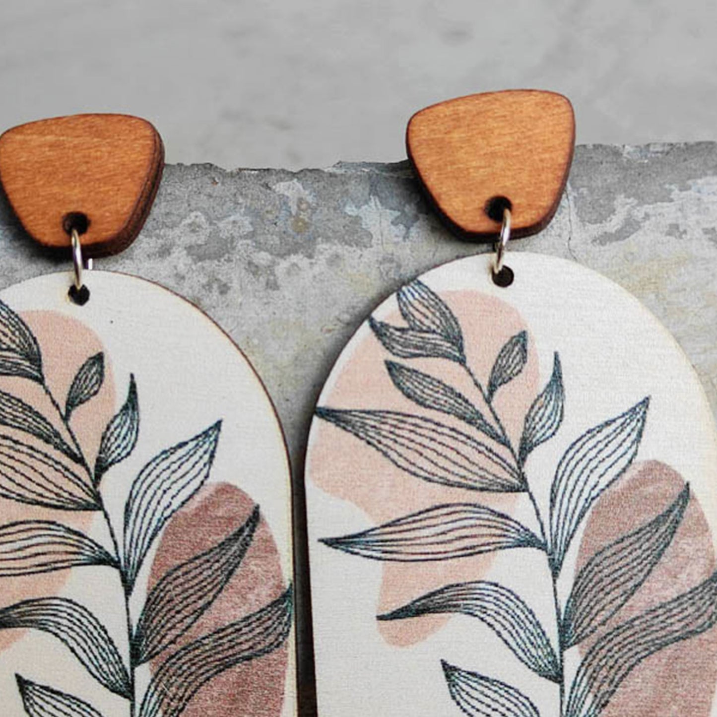 honeybee Mumford's Geometrical Shape Wooden Drop Earrings