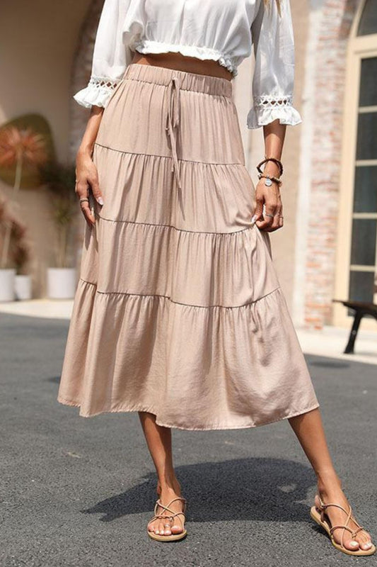 Honeybee Mumford's Elastic Waist Tiered Midi Skirt