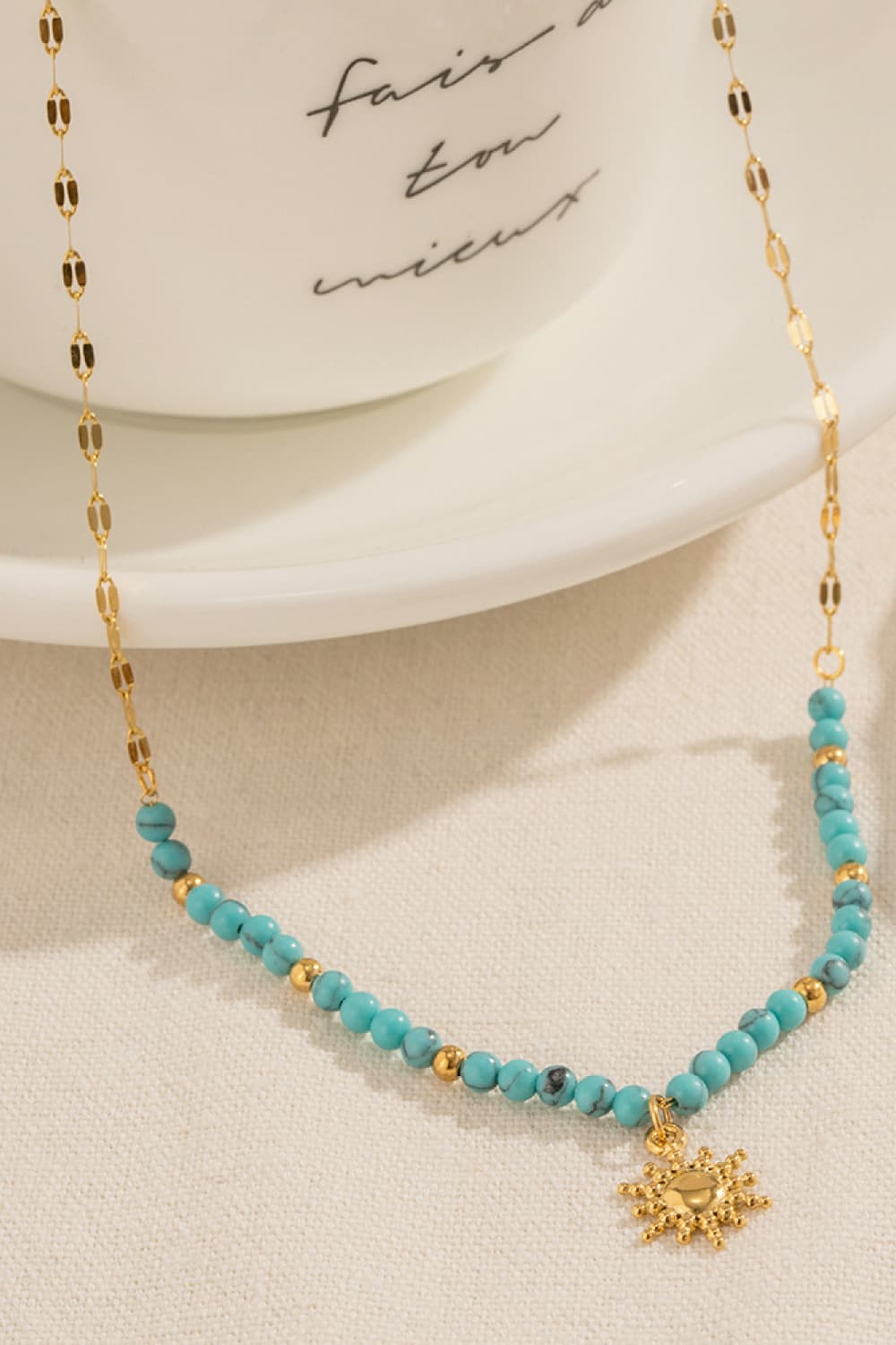 Honeybee Mumford's Turquoise Beaded 18K Gold-Plated Sun Shape Pendant Necklace